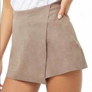 Faux suede asymmetrical skort